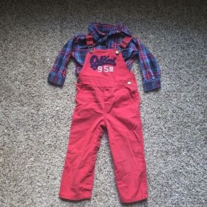 OshKosh B'gosh Red Plaid Kids Overalls